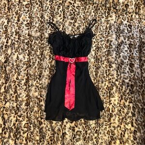 Black Dress with Red Heart Belt and diamond heart detail